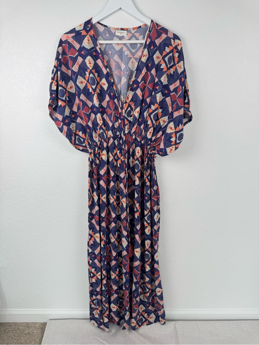 Cost Plus World Market Navy Geo Print Maxi Dress with Elastic Waist